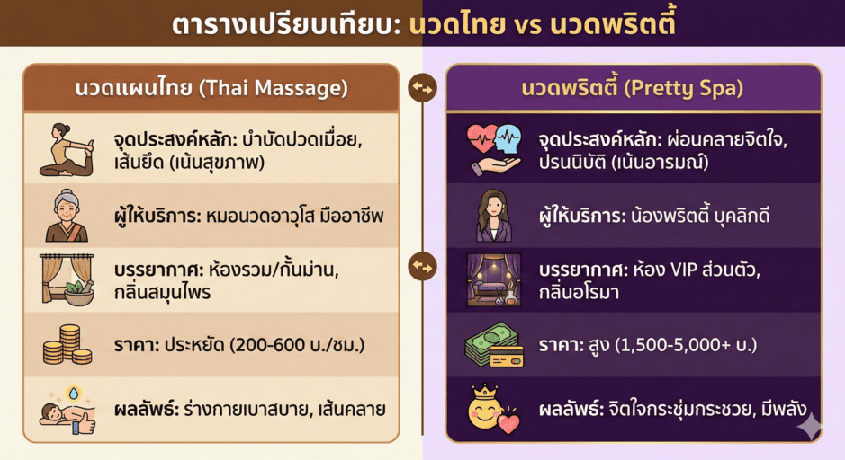 ข้อแตกต่างระหว่างร้านนวดทั่วไป กับนวดพริตตี้