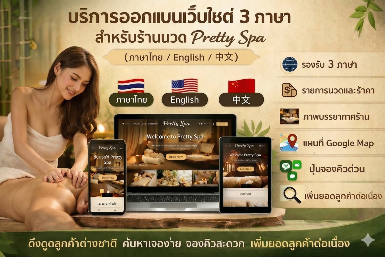 ทำเว็บร้านนวด พริตตีสปา