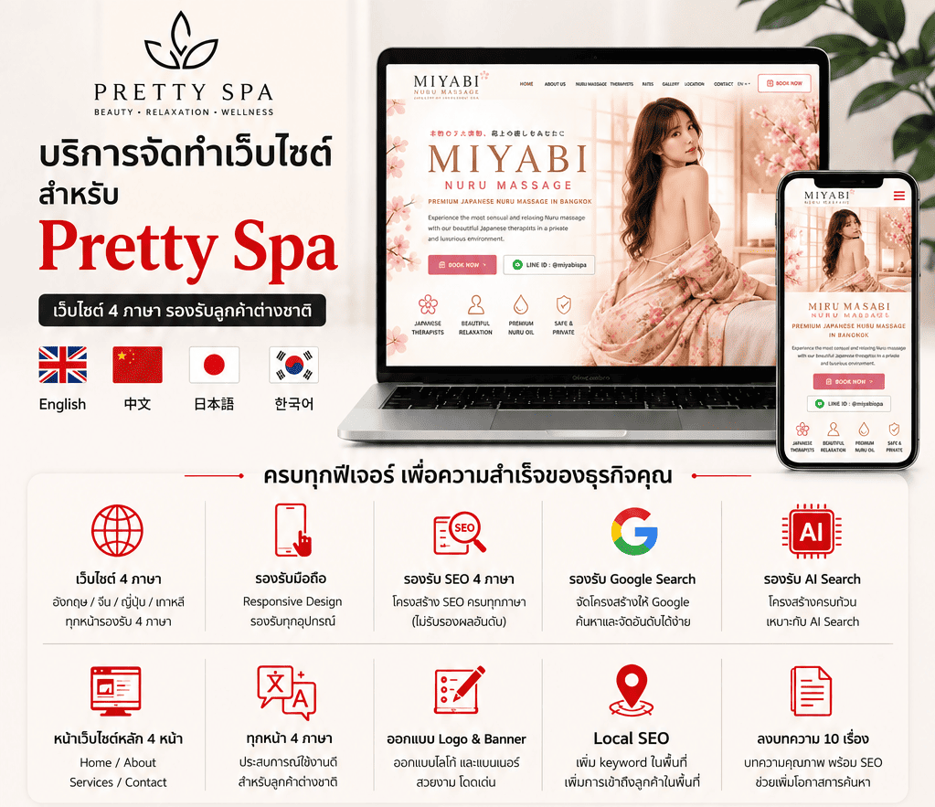 รับทำ เว็บไซต์ Pretty Spa รับทำเว็บ ร้าน Pretty Spa